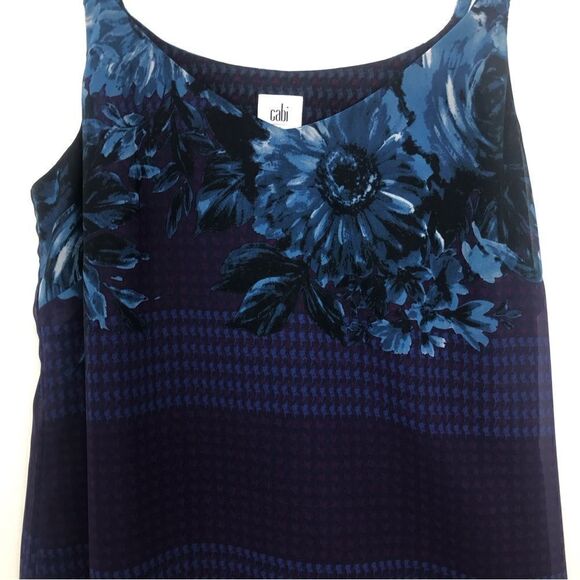 Cabi #3434 Artist Cami Blue Purple Floral Flowing Tank Blouse - Picture 6 of 16